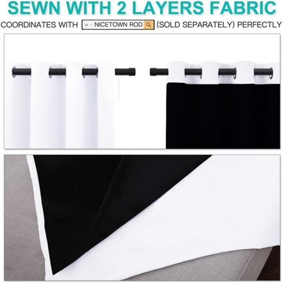 100% Blackout Window Curtain Panels, Heat and Full Light Blocking Drapes - Picture 6 of 6